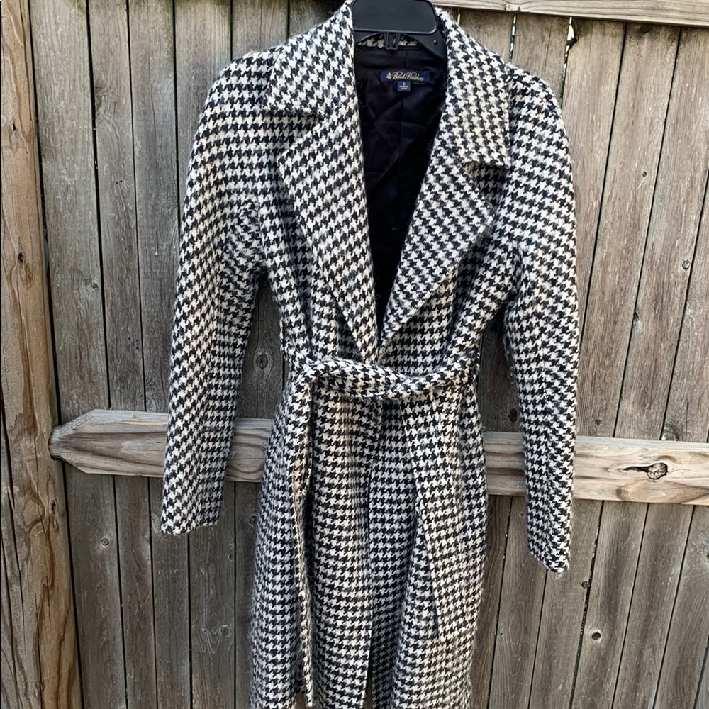 Brooks Brothers Black and White Houndstooth Coat
